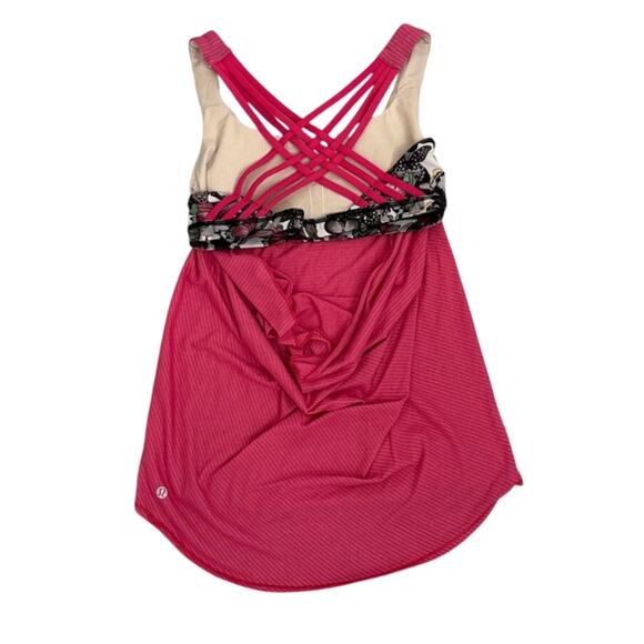 Lululemon Free To Be Wild Pink Butteryfly Angel Tank Top Built in Bra Size 6 - Picture 4 of 6